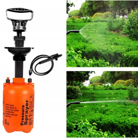 Opryskiwacz ogrodowy ręczny ciśnieniowy 5 l - pomarańczowy