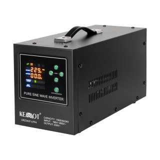 Zasilacz awaryjny KEMOT PROsinus-1500/24-LFP4 przetwornica z czystym przebiegiem sinusoidalnym i funkcją ładowania 24V 230V 15