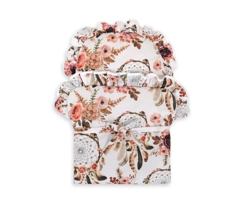 Becik dla lalek otulacz wiązany - łapacze snów kwiatowe