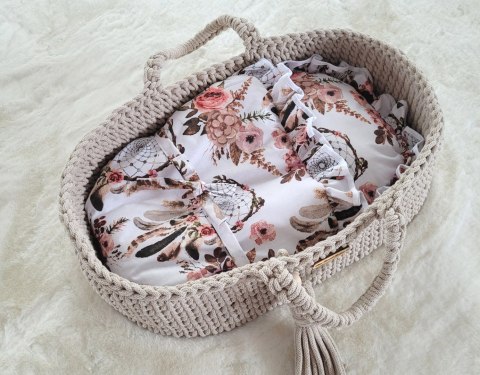 Becik dla lalek otulacz wiązany - łapacze snów kwiatowe