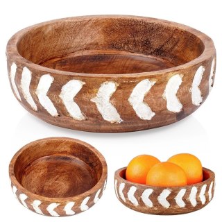 Miska Drewniana do Serwowania Podawania Owoców Ozdobna VILDE 20 cm, 850 ml