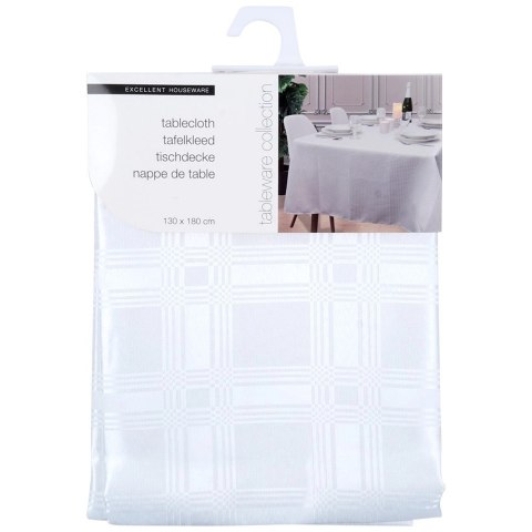 Nakrycie Stołu EXCELLENT HOUSEWARE 180x130 Cm Białe Łatwoczyszczące Stylowe
