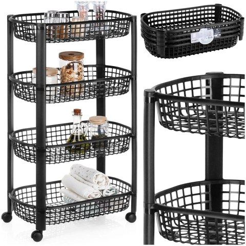 Organizer Na Kółkach Czarny EXCELLENT HOUSEWARE 4-Poziomowy 46x26x79 cm