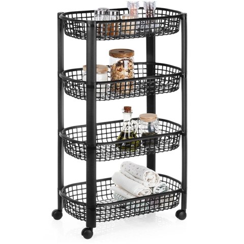Organizer Na Kółkach Czarny EXCELLENT HOUSEWARE 4-Poziomowy 46x26x79 cm