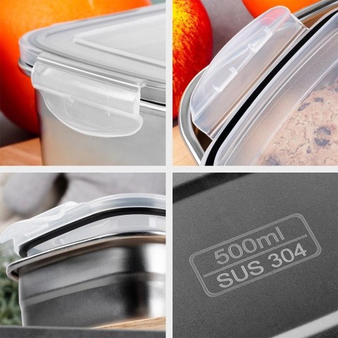 Pojemnik na Jedzenie Stalowy z Pokrywką Uszczelką EXCELLENT HOUSEWARE 500ml