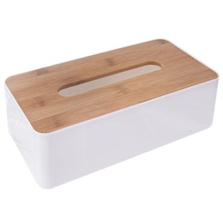 Pudełko Pojemnik na Chusteczki Bambusowy Biały Solidny ORION 26x13x8,5 cm