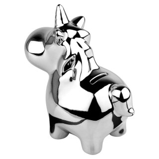 Skarbonka Ceramiczna Srebrna Lustrzana Jednorożec Prezent VILDE 18x10,5 cm