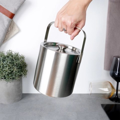 Wiaderko do Lodu Termiczne ze Szczypcami Stalowe Trwałe Solidne VILDE 1,3 L