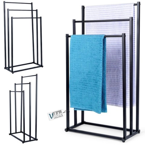 Wieszak na Ręczniki Ubrania Stojący Metalowy Czarny ORION 44 x 21 x 86 cm
