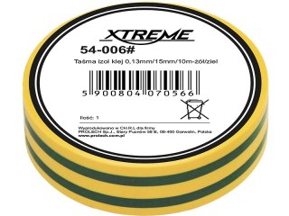 54-006# Taśma izolacyjna klejąca 0,13mm/15mm/10m - żółta/zielona