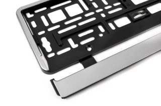 Ramka tablicy rejestracyjnej srebrna elastyczna amio-01163