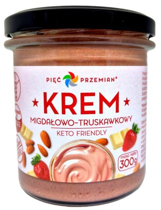 KREM MIGDAŁOWO - CZEKOLADOWO - TRUSKAWKOWY BEZ DODATKU CUKRÓW BEZGLUTENOWY KETO 300 g - PIĘĆ PRZEMIAN