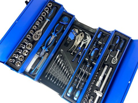 Skrzynka narzędziowa zestaw 85 elementów klucze nasadki bity śrubokręt komplet narzędzi