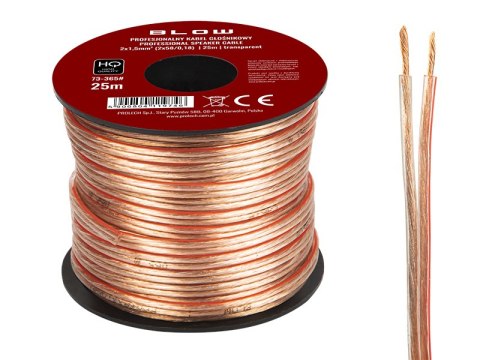 73-365# Przewód głośnikowy 2x1,50mm przezroczysty 25m