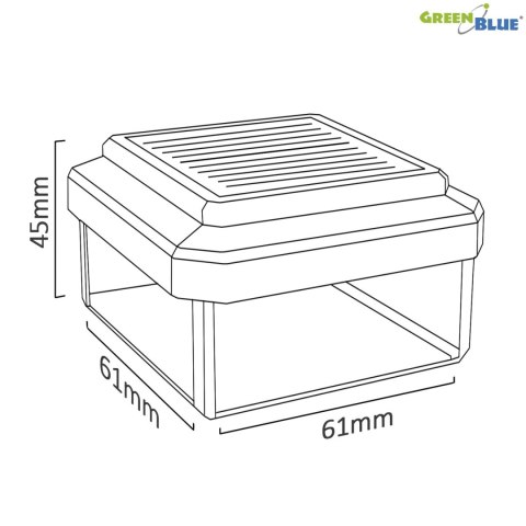 Lampa solarna LED na słupek GreenBlue, 60x60mm, daszek kopertowy, GB126