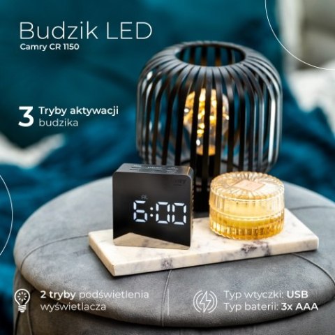 CR 1150 black Budzik led
