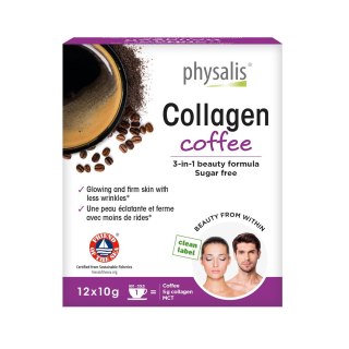 KAWA Z KOLAGENEM RYBIM BEZ CUKRU BEZGLUTENOWA KETO 12 SASZETEK - PHYSALIS