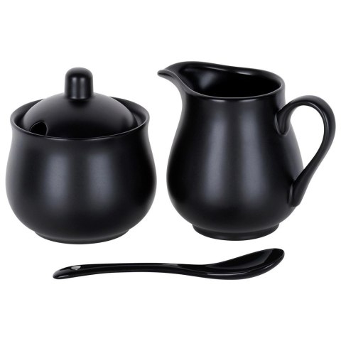 Cukierniczka i mlecznik porcelanowe czarne 3el.