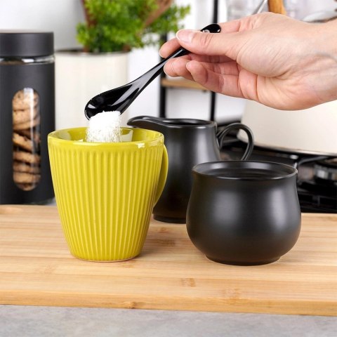 Cukierniczka i mlecznik porcelanowe czarne 3el.