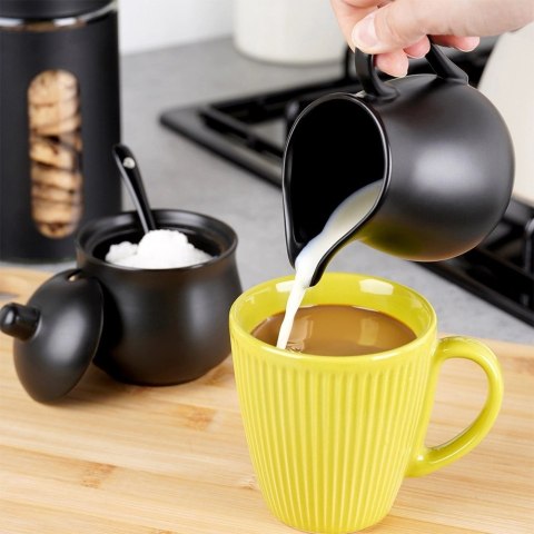 Cukierniczka i mlecznik porcelanowe czarne 3el.