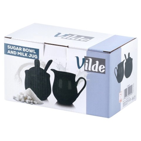 Cukierniczka i mlecznik porcelanowe czarne 3el.