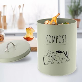 Kompostownik kuchenny z filtrem węglowym metalowy zielony GREENISH 8 l