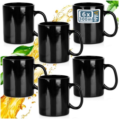 Kubki szklane czarne 300 ml 6 szt.