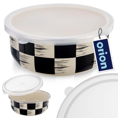 Miska emaliowana z pokrywką SZACHOWNICA 15,5 cm, 800 ml