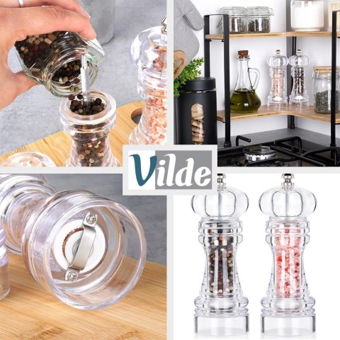 Młynek do pieprzu i soli akrylowy 16 cm 2 szt.