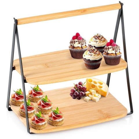 Patera bambusowa 2-piętrowa 28x20x27,5 cm