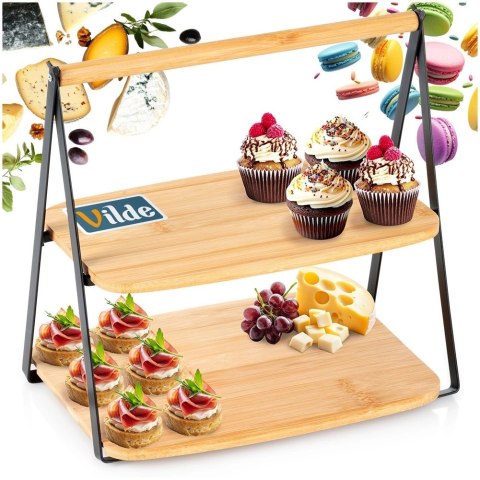 Patera bambusowa 2-piętrowa 28x20x27,5 cm