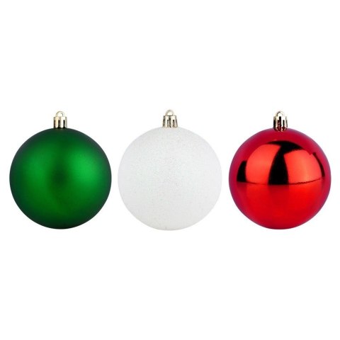 Bombki choinkowe nietłukące czerwone zielone białe 8 cm 6 szt.