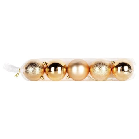 Bombki choinkowe nietłukące złote 8 cm 5 szt.