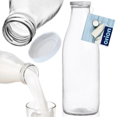 Butelka na Mleko z Zakrętką Szklana Pojemna Uniwersalna Solidna ORION 1 l