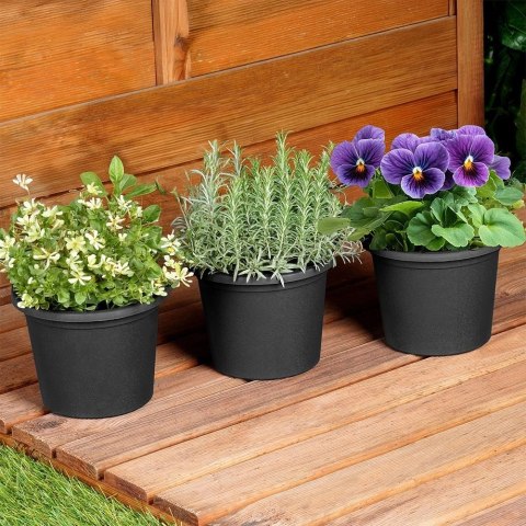 Doniczka ogrodowa plastikowa czarna okrągła 14,5 cm 3 szt.