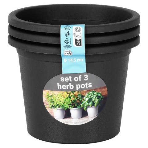 Doniczka ogrodowa plastikowa czarna okrągła 14,5 cm 3 szt.