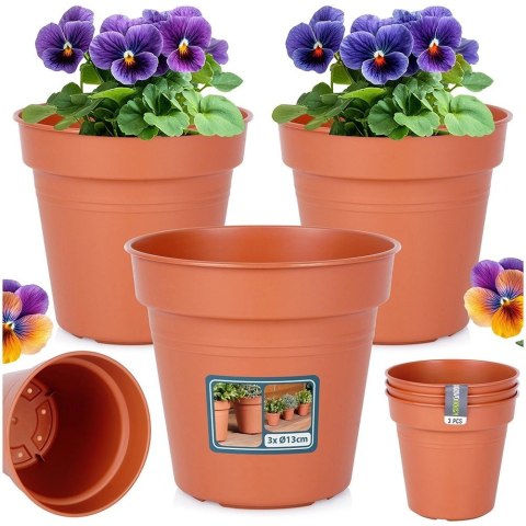 Doniczka ogrodowa plastikowa okrągła 13 cm 3 szt.