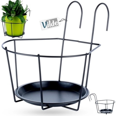 Uchwyt balkonowy na doniczkę metalowy czarny