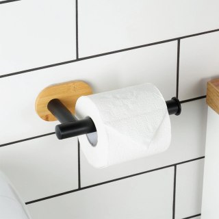 Uchwyt na papier toaletowy stalowy bambusowy czarny 17 cm