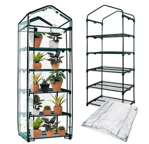 Szklarnia balkonowa ogrodowa foliowa mini 193x69x49CM 5 POZIOMÓW
