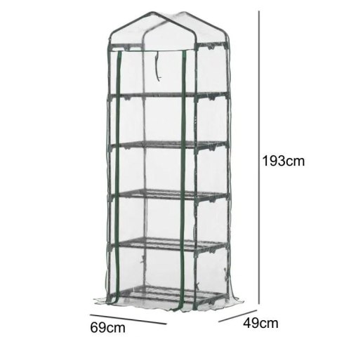 Szklarnia balkonowa ogrodowa foliowa mini 193x69x49CM 5 POZIOMÓW