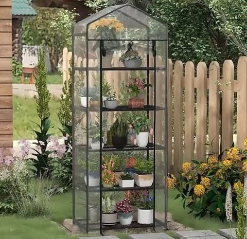 Szklarnia balkonowa ogrodowa foliowa mini 193x69x49CM 5 POZIOMÓW