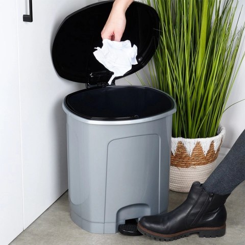 Kosz na śmieci z pedałem plastikowy szary 21 l