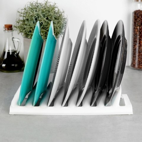 Stojak na pokrywki i talerze biały 30x13,5x6 cm