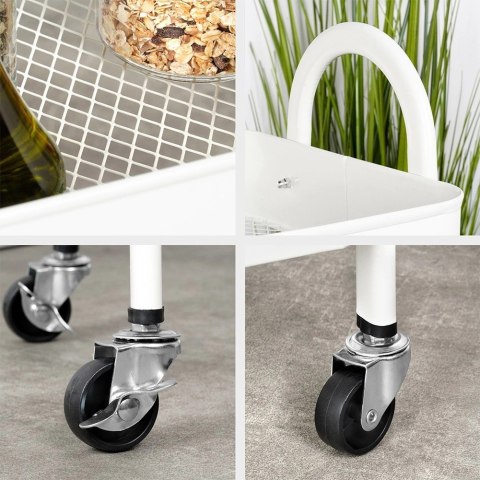 Regał na kółkach metalowy biały 3-poziomowy 44x31,5x78,5 cm