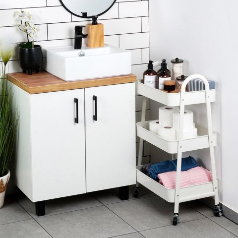 Regał na kółkach metalowy biały 3-poziomowy 44x31,5x78,5 cm