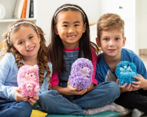 Maskotka interaktywna kulisie różowy królik