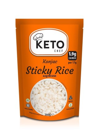 MAKARON KONJAC W KSZTAŁCIE RYŻU (STICKY RICE) DO SUSHI BEZGLUTENOWY 200 g - KETO CHEF (BETTER THAN FOODS)