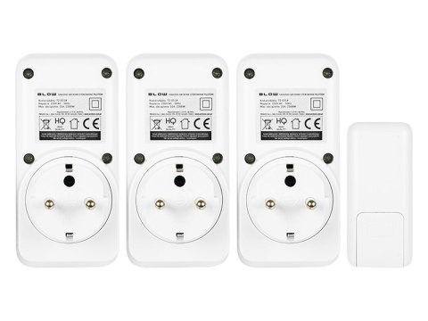 72-051# Gniazdo sieciowe x3 sterowane pilotem10a