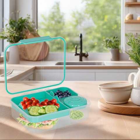 Lunch box śniadaniówka pudełko śniadaniowe z przegródkami dzielone 2200ml miętowe